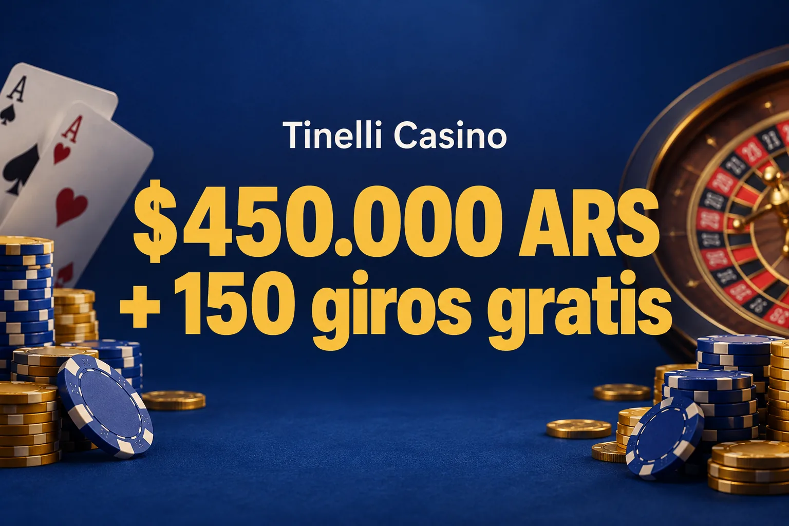 Tinelli Casino — Bono de bienvenida de Tinelli Casino: 100% hasta $450.000 más 150 giros gratis — 100% hasta $450.000 + 150 giros